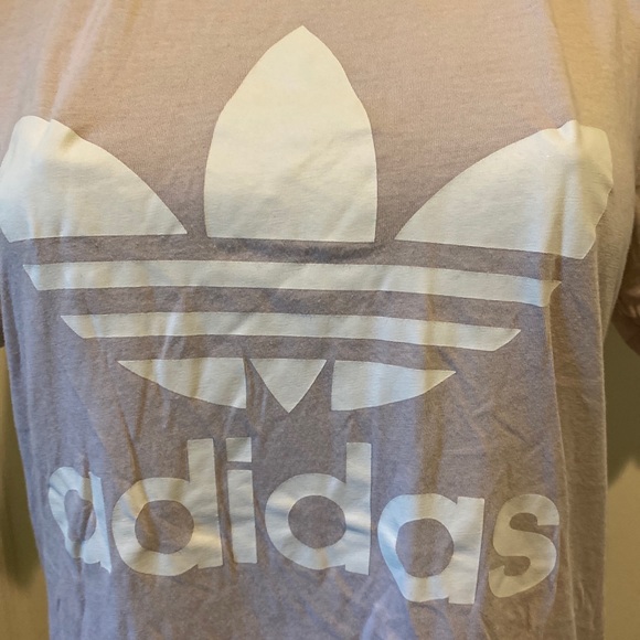 ADIDAS Large Trefoil Logo Cotton Lavender Sport Gym Tee T-Shirt Small S EUC - Picture 5 of 11